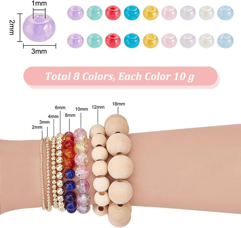 PH PandaHall 2104pcs 3mm Creamy Cloudy Seed Beads 8 Colors Bracelet Glass Beads Round Loose Spacer Beads Small Macaron Beads Glass Round Beads for...