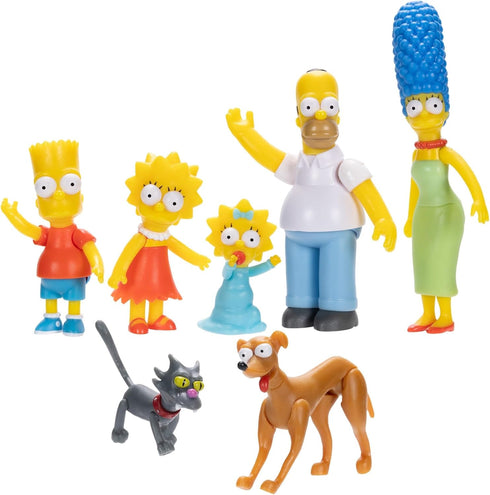 The Simpsons Action Figures Family Multi-Pack 2.5” Scale Figures, includes Homer, Marge, Bart, Lisa, Maggie, Santa’s Little Helper, and Snowball I...