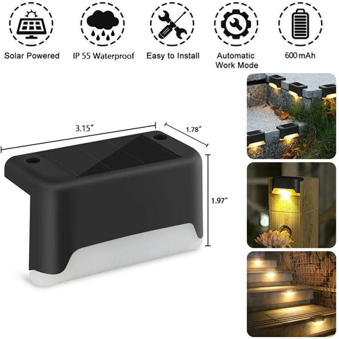 MAIXI Solar Deck Lights Outdoor, 8 PCs LED Solar Fence Lights Waterproof, Garden Decorative Solar Step Lights, LED Solar Lights for Patio Porch St...