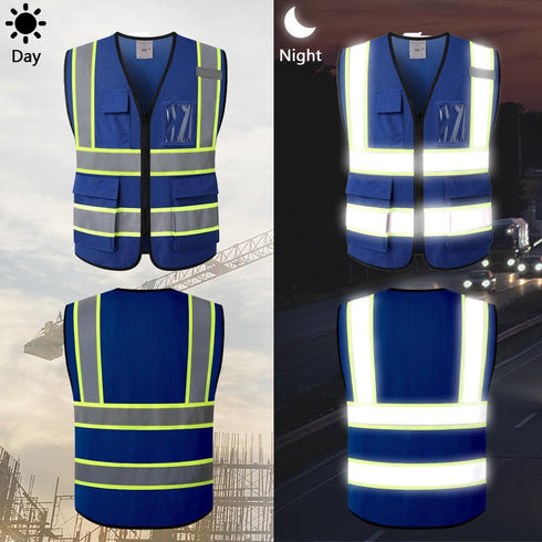 Reflective Safety Vest for Men Women with 5 Pockets and Zipper Front High Visibility Mesh Vest Hi Vis Construction Work Vest,Meets ANSI/ISEA Stand...