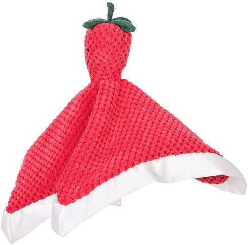 Apricot Lamb Stuffed Fruit Strawberry Security Blanket Infant Nursery Character Blanket Luxury Snuggler Plush baby lovey(Strawberry, 13 Inches)...