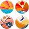 4 Pack Stamped Cross Stitch Kits with Frame - Sun Moon Abstract Landscape Embroidery Kits for Beginners Adults,11 CT Patterns Dimensions Counted C...