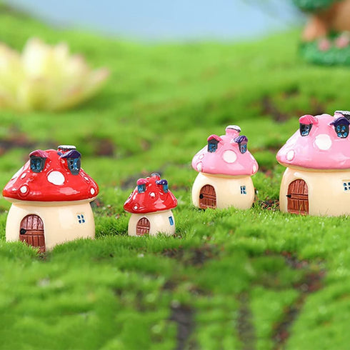 MAOMIA Resin Miniature Fairy Garden Mushroom House 4 Pcs Micro Landscape Garden Outdoor Decor Home Decoration Plant Flower Pots Ornaments...