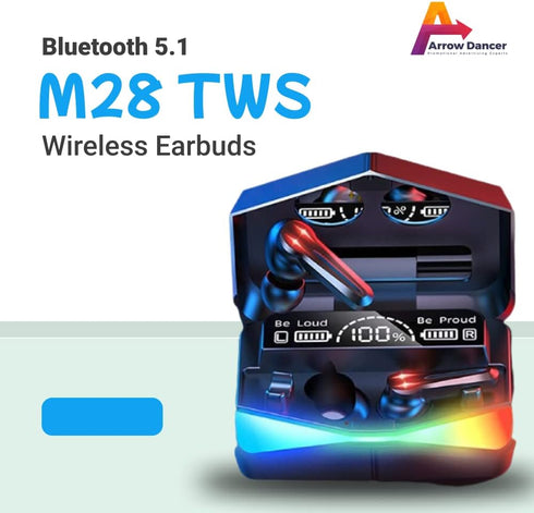 M28 Wireless Earbuds TWS Bluetooth 5.1 Earphones Touch Control Headphones Microphone Mirror Screen LED Display HD Sound & Stable Connection......