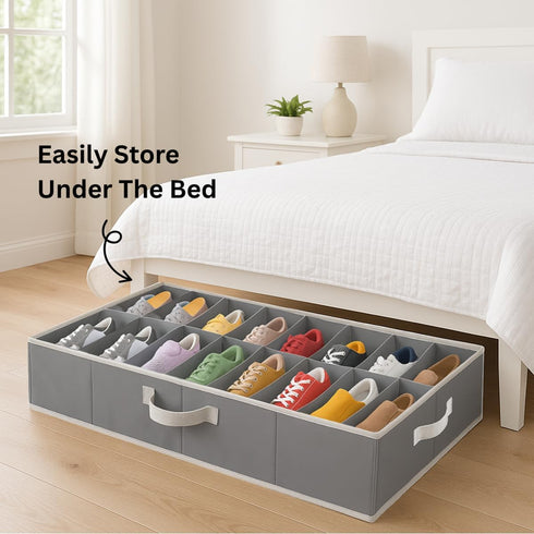 Under Bed Shoe Storage Organizer - TEAR-RESISTANT Heavy Duty 600D Material - Fits All Styles Men's and Women's Shoes, Up to 16 Pairs - Extra-Stron...