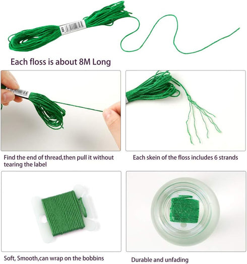 Pllieay 24 Skeins Friendship Bracelets Floss, Green Gradient Embroidery Floss, Cross Stitch Threads with 6 Floss Bobbins, 2 Embroidery Needles and...