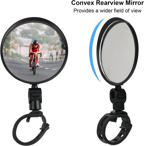 Cosmos 2 Pcs Bike Mirror Cycling Rear View Mirror HD Glass Convex Mirror 360 Degree Adjustable Rotatable Bicycle Handlebar Mirror Wide Angle Safet...
