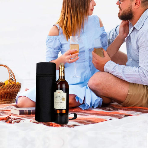 Aosbos Insulated Wine Bag Water Bottle Carrier Portable Wine Cooler Bag Padded Protection Tote Bag with Shoulder Strap for Travel Picnic Purse...