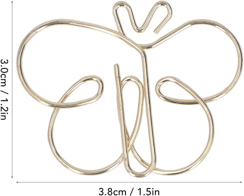 50pcs Cute Paper Clips, Golden Butterflies Paper Clips Electroplating Process Anti Rust Animal Shapes Paper Clips Antislip Small Paper Clips...