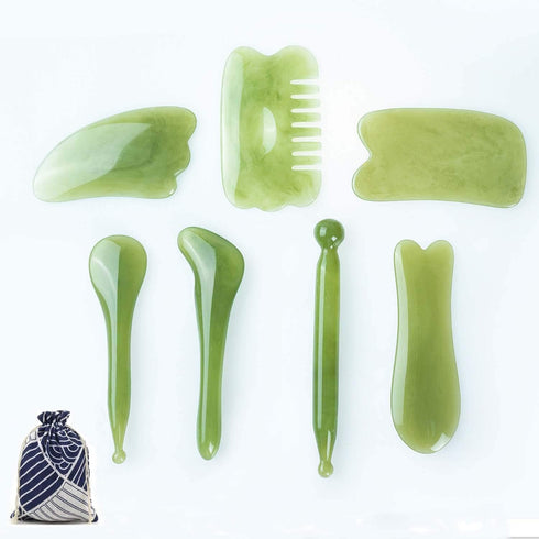 7 Pieces Gua Sha Scraping Massage Tool,Natural Resin GuaSha Tool Massage Tools Set for Face Back and Neck Release,Reduce Muscle Pain,with Storage ...