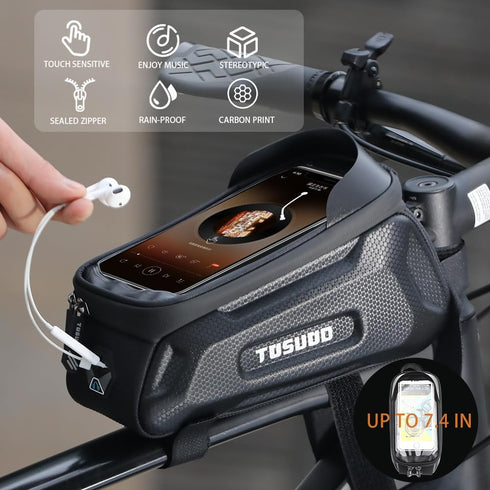 Bike Phone Holder Bike Frame Bag Bike Phone Holder Bag Touchscreen Bike Bag Phone Mount Bag Bike Cell Phone Bag for Men Compatible Phone Under 7.2...