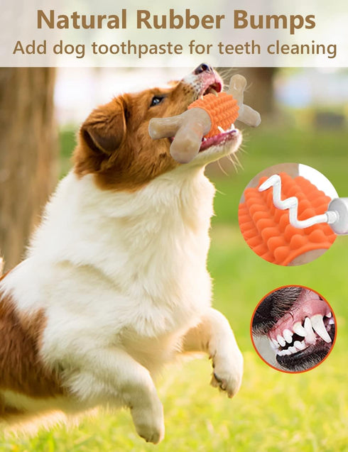 SCHITEC Dog Chew Toy for Aggressive Chewers, Tough Big Nylon & Rubber Teething Stick with Real Maple Wood Flavor for Large Medium Breed...