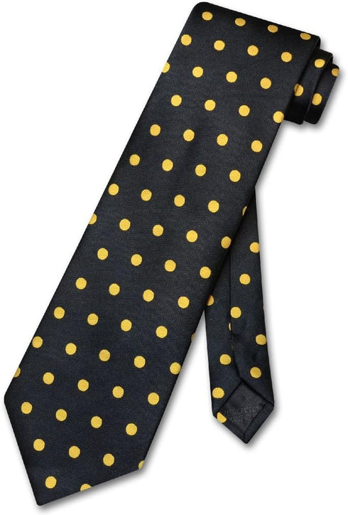 Vesuvio Napoli NeckTie BLACK w/YELLOW Polka Dots Design Men's Neck Tie...