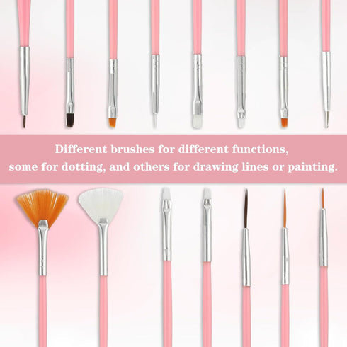 Nail Art Tool Set 15 PCS Nail Art Brushes Resin Nail Art Painting Palette Detail Brush Nail Dotting Pen for Makeup Beauty Nail Art Hand-Painted To...