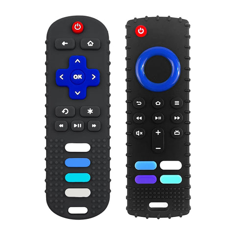 2Pcs Silicone Teething Toys, Remote Control Shape Teethers for Babies Remote Teething Toys, Silicone TV Remote Teether BPA Free/Refrigerator Safe...