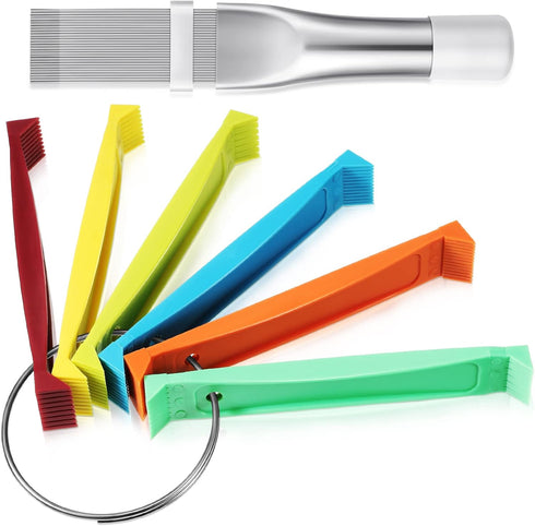 2 Pieces Different Fin Comb Condenser Fin Straightener Air Condition FCR6 Fin Comb and Stainless Steel Fin Comb Radiator Repair Tool Set for Strai...