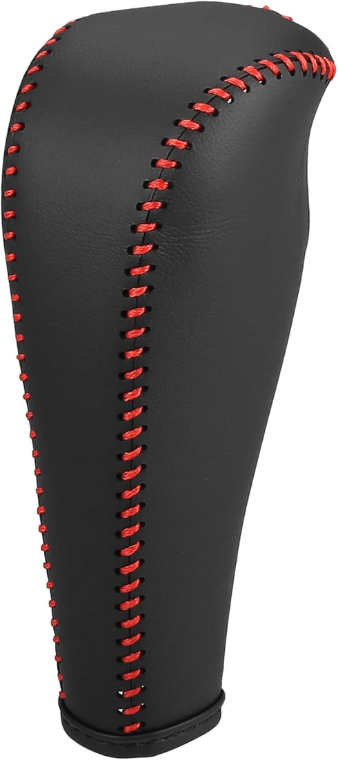 Car Shift Boot Cover Gear Knob Shifter Boot for Chevy Sonic 2012-2020 Faux Leather Black Red Stitches...