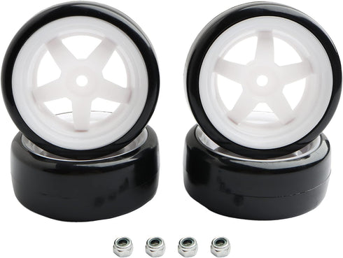 4PCS 12mm Hub Wheels,1:10 63mm Hard Plastic RC Drift Cars On Road Touring Racing Bald Tires for Traxxas HSP Tamiya HPI Kyosho On-Road Drifting Car...