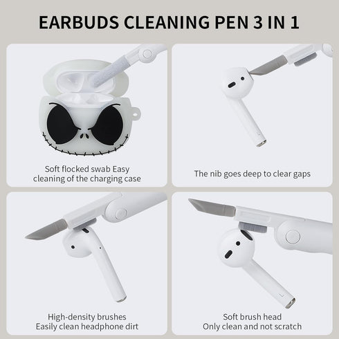 Compatible with Apple Airpods 2nd / 1st Generation Case Cover with Cleaner Kit and Cute Panda Keychain, 3D Luminous Airpod Case Funny Anime Cool S...