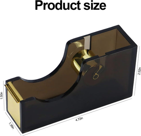 Acrylic Black Tape Dispenser Gold for Desk Masking Tape Cutter Holder 1-Inch Core Office Tape Dispenser...