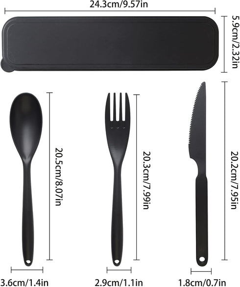 Large Reusable Utensils Set with Case, 2Pack Big Camping Utensil Set, Plastic Cutlery Set Forks Spoon Tableware Chopsticks,Portable Cutlery Set fo...