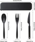 Large Reusable Utensils Set with Case, 2Pack Big Camping Utensil Set, Plastic Cutlery Set Forks Spoon Tableware Chopsticks,Portable Cutlery Set fo...