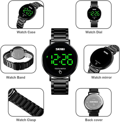 Gosasa Touch Screen Digital LED Waterproof Men Womens Sport Casual Stainless Steel Wrist Watch...