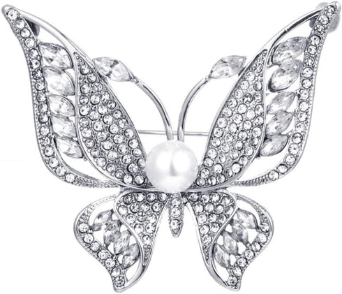 Brooches for Women Pearl Butterfly Brooch Pins for Women Fashion Clothes Broches Para Ropa De Mujer Masterpiece Broach Silver...