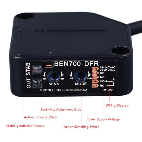 Photoelectric Switch - Photoelectric Beam Sensor Dusk to Dawn Sensor, High Accuracy Diffuse Reflection Infrared Proximity Switch...