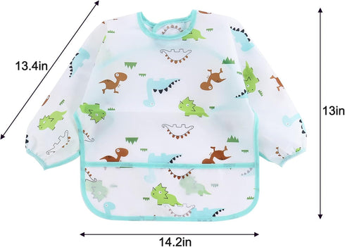 PandaEar 5 Pack Long Sleeve Bibs| Waterproof Full Bib with Sleeves for Babies Infant Toddler 6-24 Months| Mess Proof Baby Smock for Eating| Baby A...