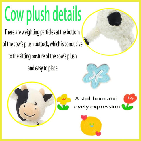 Cow Stuffed Animal Cute Cow Plush Doll Toy 9 inch Gift for Girls Boys Christmas (cow sitting)...