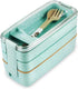 Iteryn Bento Box Lunch Box, 3-In-1 Compartment Lunch Containers - Wheat Straw, Leakproof Stackable Bento Lunch Box for Meal Prep...
