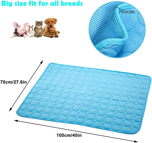 Dog Cooling Mat Breathable Washable Summer Pet Cooling Pad Extra Large Dog Cat Self Cooling Pad for Kennerl, Crates and Beds No Water or Electrici...