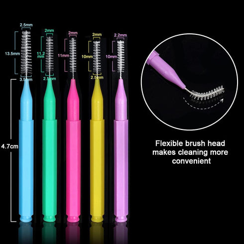 ewinever 100 Pieces Interdental Brush, Toothpicks Tooth Flossing Head Oral Dental Hygiene Brush,Braces Brush Teeth Cleaner Dental Floss Stick Toot...