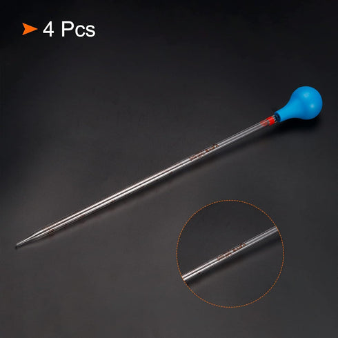 PATIKIL Graduated Dropper Pipettes Kit, 4pcs 5ml Borosilicate Glass Pipette with Rubber Cap for Transfer Liquid for Lab, Chemistry, Clear...