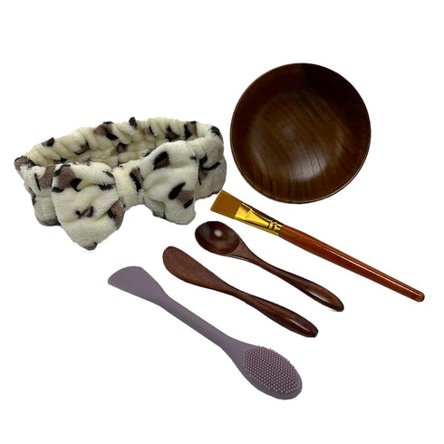 Wood Mask Mixing Bowls 6 Pack,Makeup Facial Skin Care Products for Clay Mask,Home DIY Beauty Personal Care Spa Tools Kit Cosmetic Bowl,Spatula,Spo...