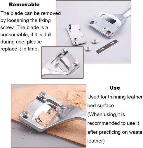 Skiving Knife, Metal Leather Skiver, Leather Craft Tools Skiver, Heavy Duty Hand Skiver for Leather, 6 Pieces Skiver Blades for Leather Craft DIY ...