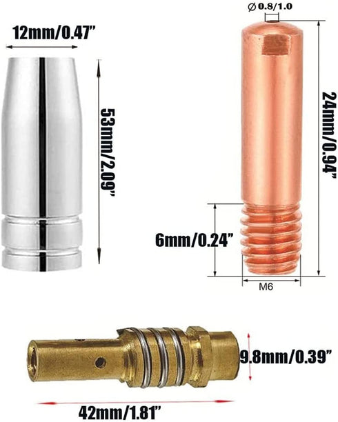 FORTON Mig Welding Gun Accessory Replacement Kit,10pcs Welding Tips 0.030" + 2pcs Gas Nozzles + 2pcs Gas Diffuser...