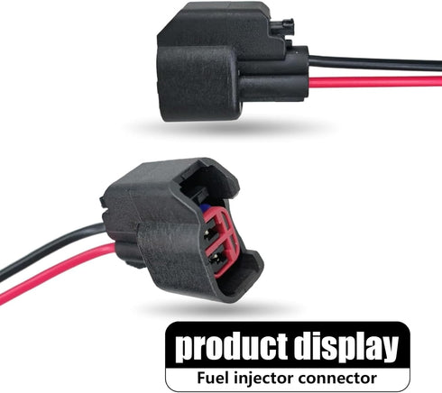 Pack-2 Automotive EV6 EV14 Fuel Injector Connector, Fuel Injector Pigtail Connector Plug Wire, Fuel Injector Connector with Wire, Universal EV6 EV...