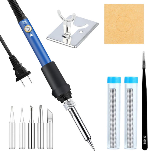 Soldering Iron Kit, 11-in-1 60W 110V US Plug Adjustable Temperature Electric Soldering Gun Welding Tools with for Soldering and DIY Solder Electro...