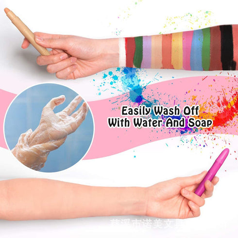 Easy Face Paint Crayons - Non-Toxic Face Painting Kit - 12 Colors Including Silver and Gold - Washable Face Paint for Kids - Twistable Face and Bo...