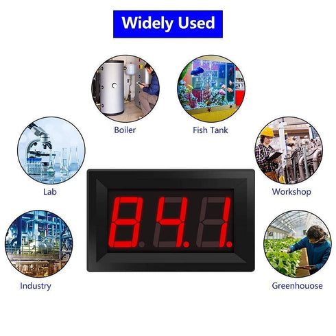 PEMENOL 12V Red Fahrenheit Digital Temperature Meter -76F~999F LED Display with Industrial Grade 0.5m K-Type Thermocouple Temperature Sensor M6...