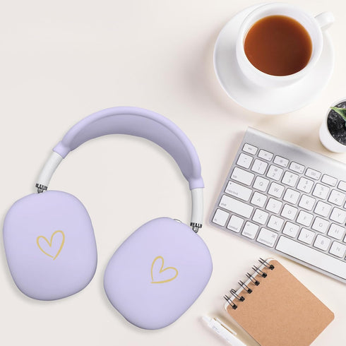Case Cover for AirPods Max,Anti-Scratch Soft Silicone with Gold Heart Pattern Ear Cups Case Cover/Ear Pad Cover/Headband Cover for Apple Airpod Ma...