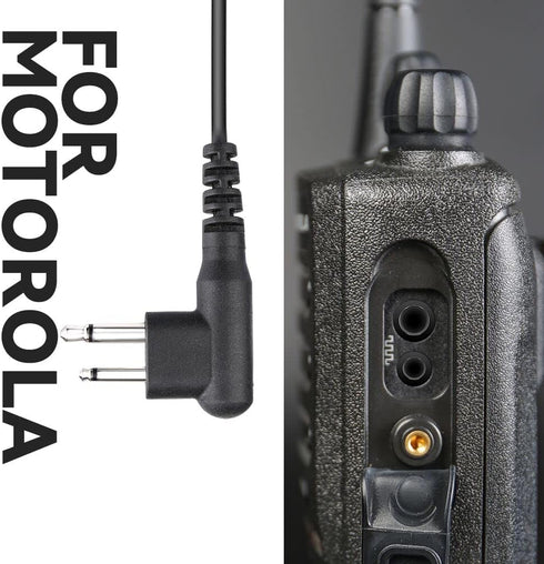 Walkie Talkie Earpiece Compatible with Motorola Single Wire Headphone Mic Earhook Headsets 2.5mm+3.5mm 2-Pin Two Way Radio Earpiece with PTT Black...