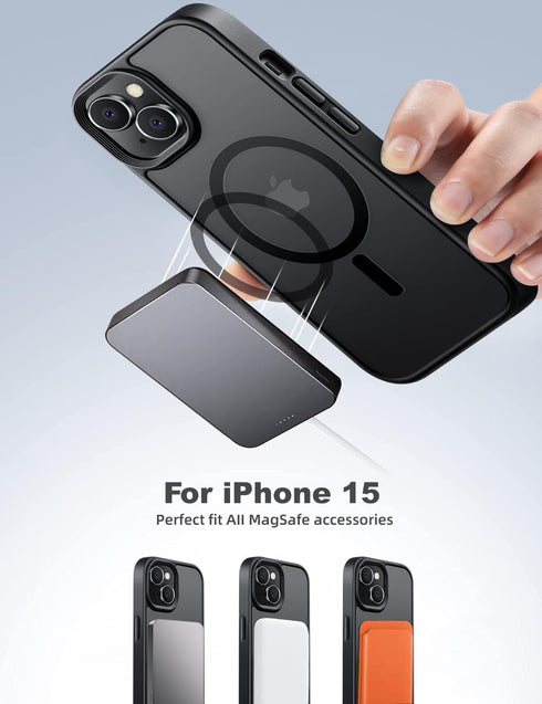 Tigowos Strong Magnetic for iPhone 15 Case Fits MagSafe 10FT Drop Resistant Matte Skin Feeling Back Cover Shockproof Slim Fit for iPhone 15 Phone ...