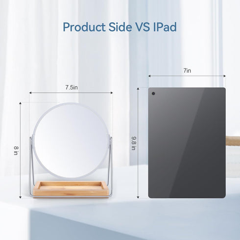 B Beauty Planet 20X Magnifying Mirror with Bamboo Base, Double Sided Magnifying Mirror with 20X/1X Magnification, 360° Swivel Tabletop Mirror with...