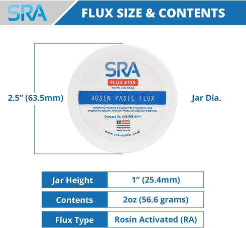 SRA Solder 135 Rosin Paste Soldering Flux For Electronics, No Clean Flux Made for Lead and Lead-Free Solder Circuit Boards and Copper Electrical W...