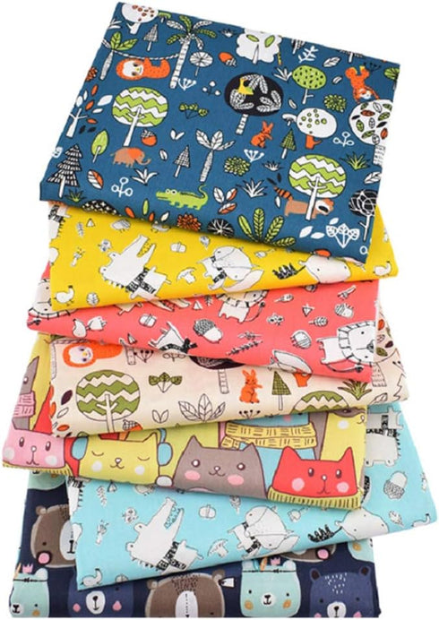 Fat Quarters Fabric Bundles, 7 Pcs 100% Cotton 20” x 20” (50cmx50cm) Precut Quilting Fabric Squares Sheets for DIY Patchwork Sewing Quilting Craft...