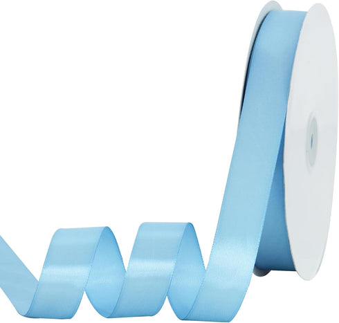 TONIFUL 7/8 Inch x 100yds Sky Blue Satin Ribbon Thin Solid Frabic Ribbons for Gift Wrapping, DIY Crafts Bows, Invitations, Floral Bouquets, Christ...