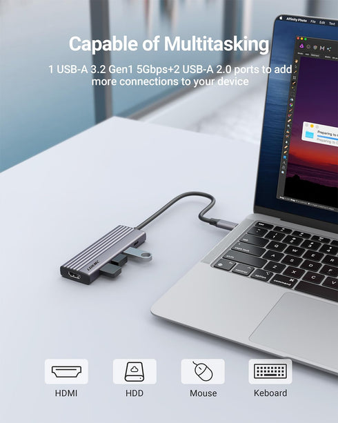 USB C Hub, 5-in-1 USB C multi-port adapter for MacBook Pro,USB C to HDMI Hub dongle, with 4K HDMI,100W PD, 3*USB 3.0,USB C adapter compatible with...